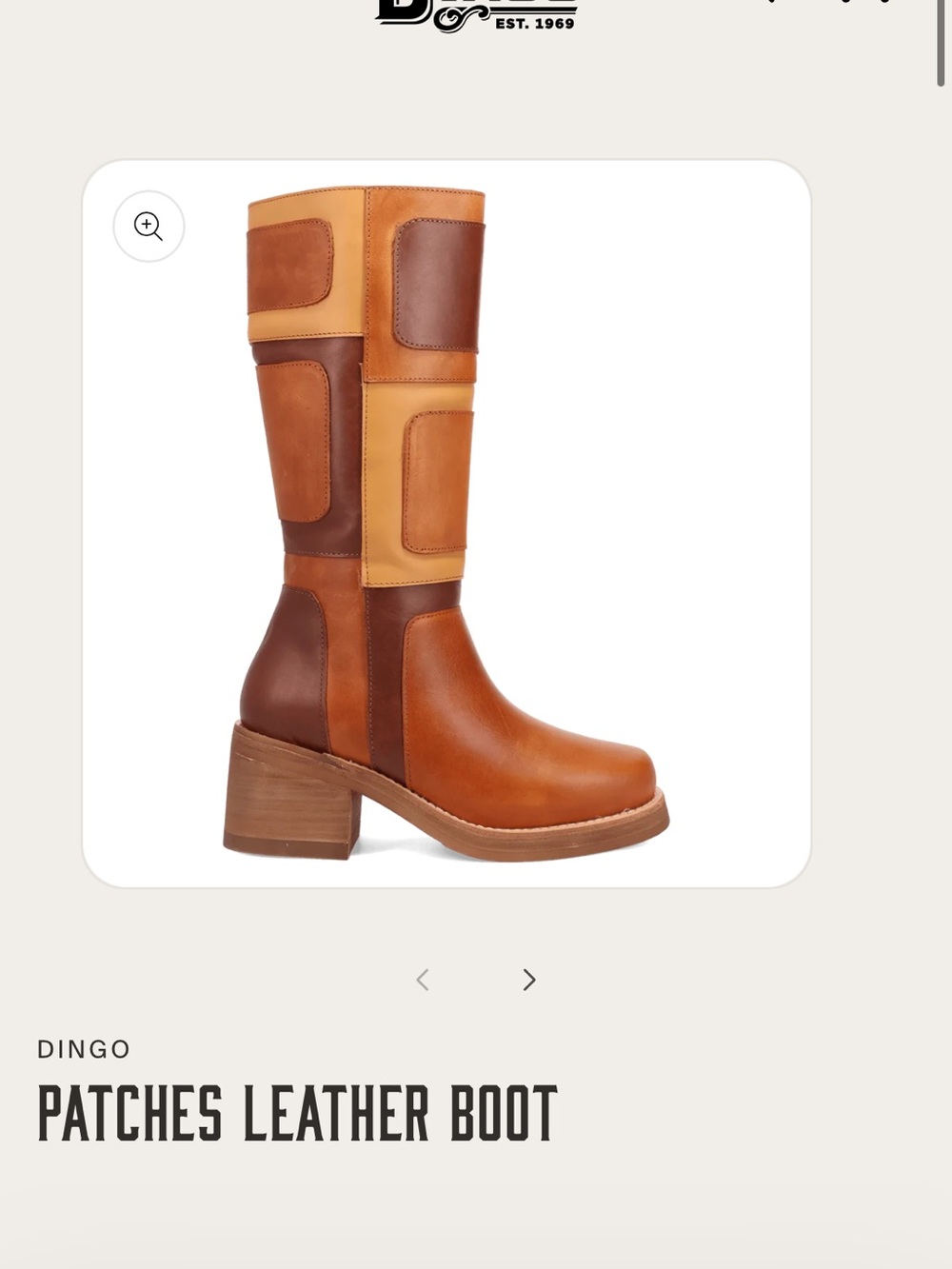 dingo Two-Tone Tan Patchwork Knee Boots - Picture 2 of 6